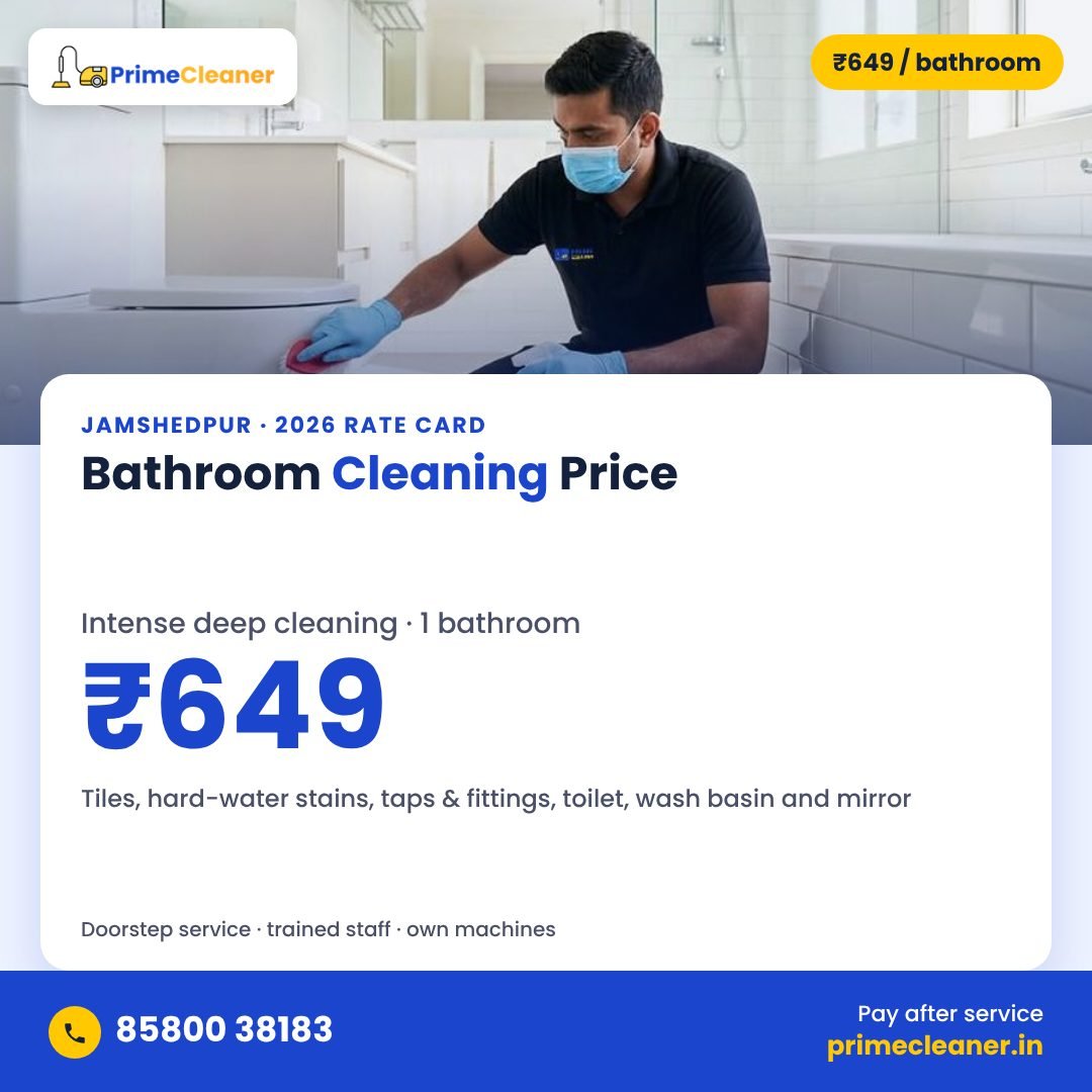 Bathroom cleaning price in Jamshedpur – intense deep cleaning ₹649 per bathroom