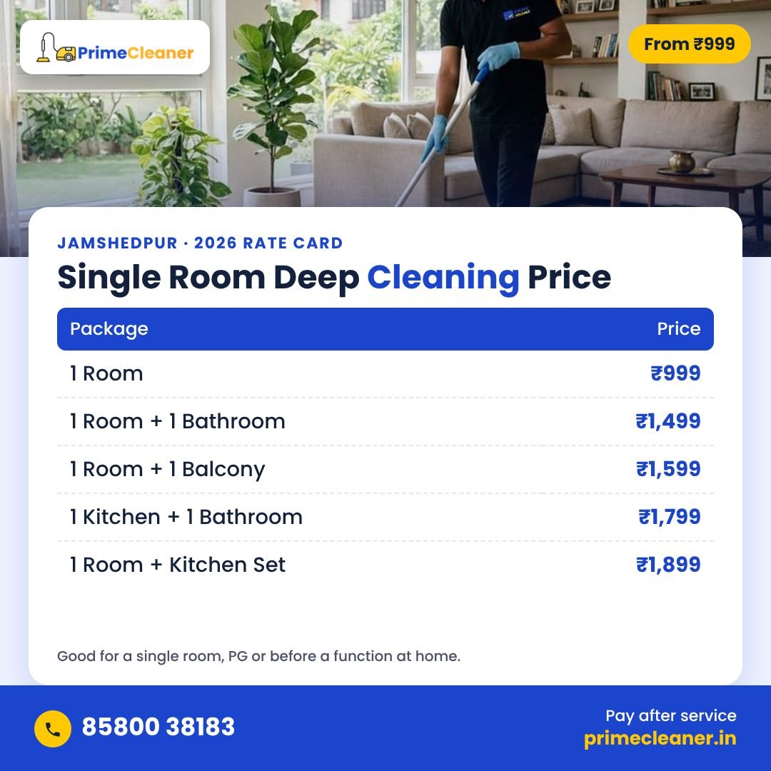 Single room deep cleaning price in Jamshedpur – 1 room ₹999