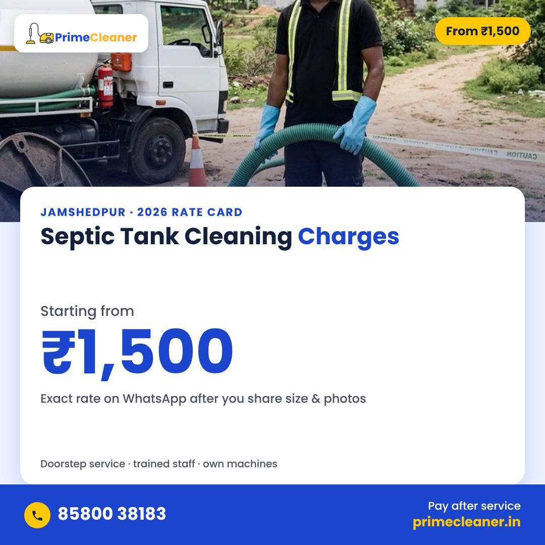 Septic tank cleaning charges in Jamshedpur – starting from ₹1,500